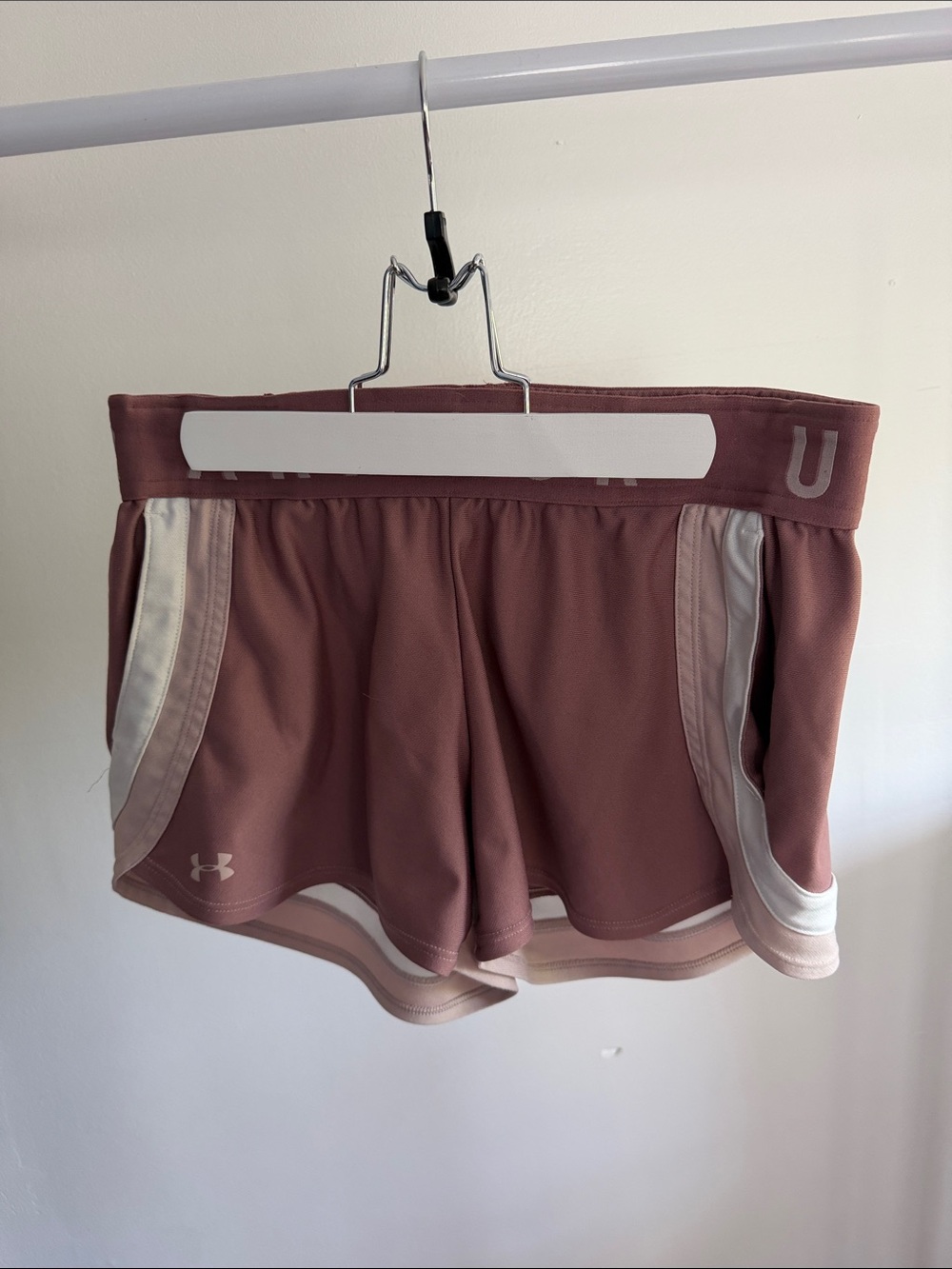 Under Armour Mauve-Pink Athletic Shorts with Cream Trim